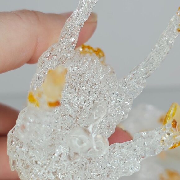 Pair Of Spun Glass Goats With Golden Accents Figurines Anatomically Correct - Picture 8 of 8